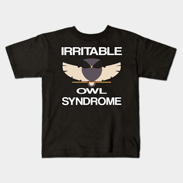 Irritable Owl Syndrome - Introvert - Funny Owl Pun Kids T-Shirt by Jmass